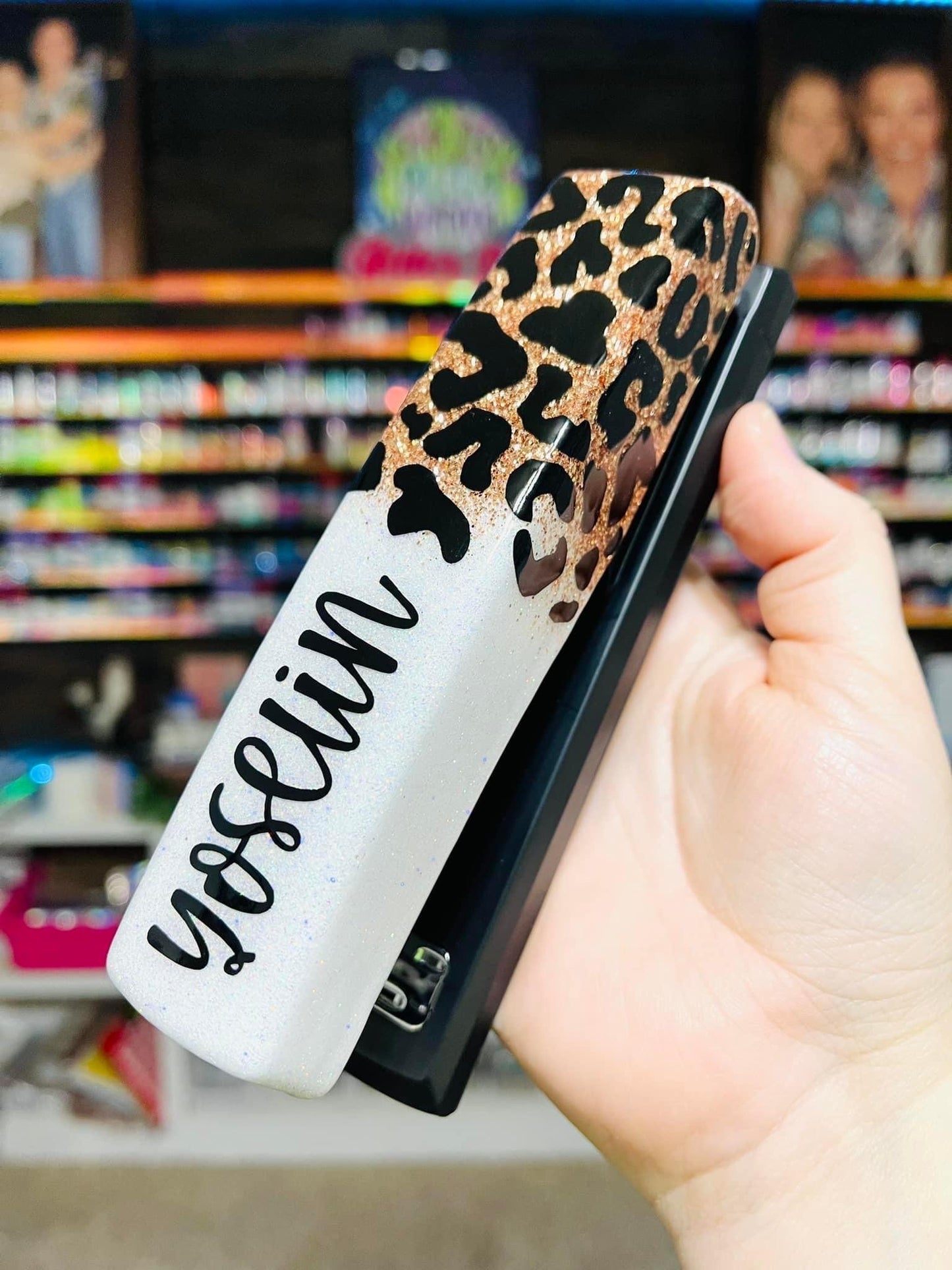 1/2 Leopard Glitter Stapler
