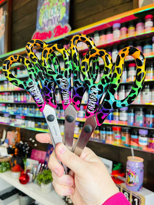 Rainbow Leopard Glitter Scissors