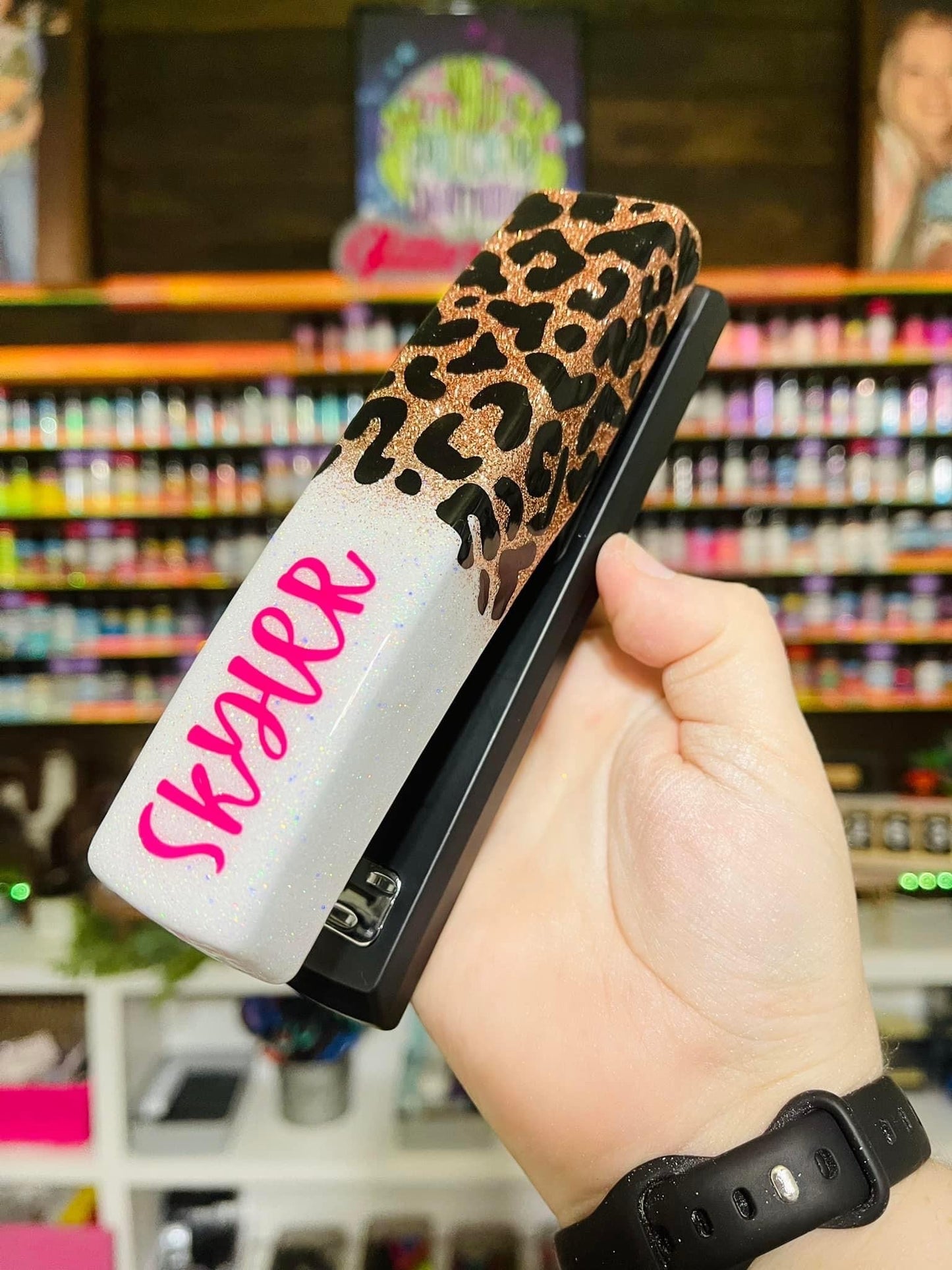 1/2 Leopard Glitter Stapler