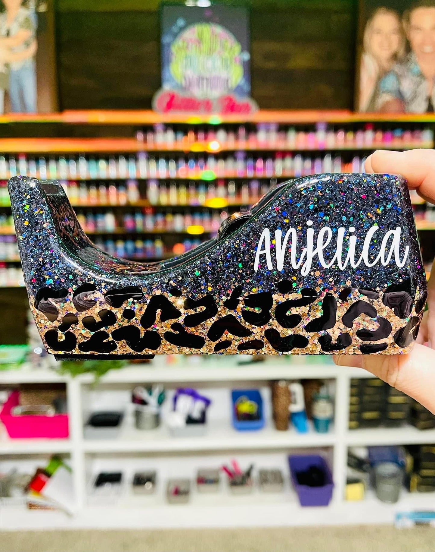 1/2 Leopard Glitter Tape Dispenser
