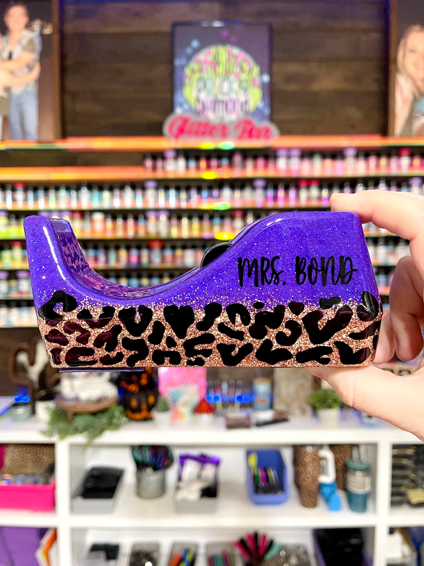 1/2 Leopard Glitter Tape Dispenser