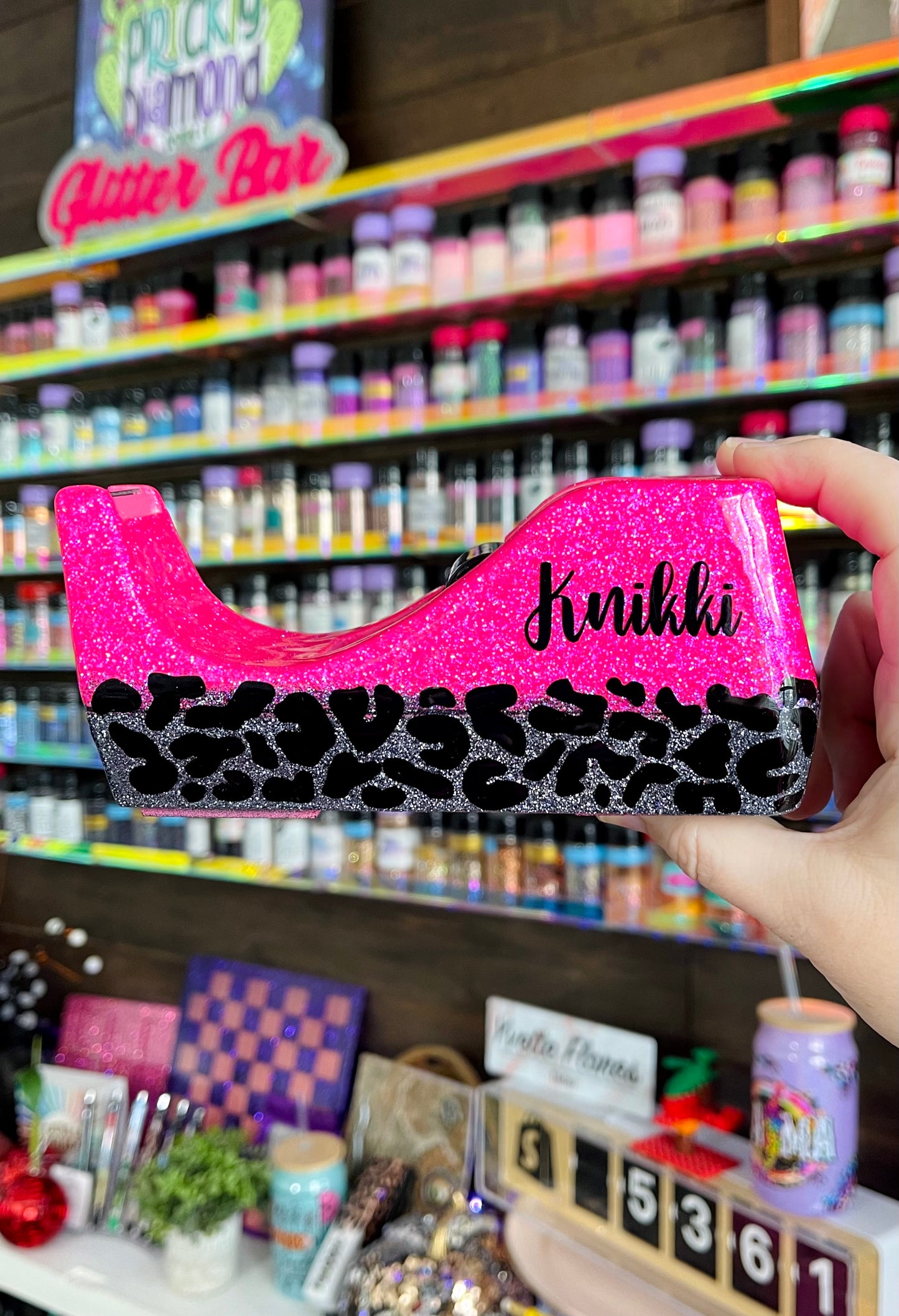 1/2 Leopard Glitter Tape Dispenser
