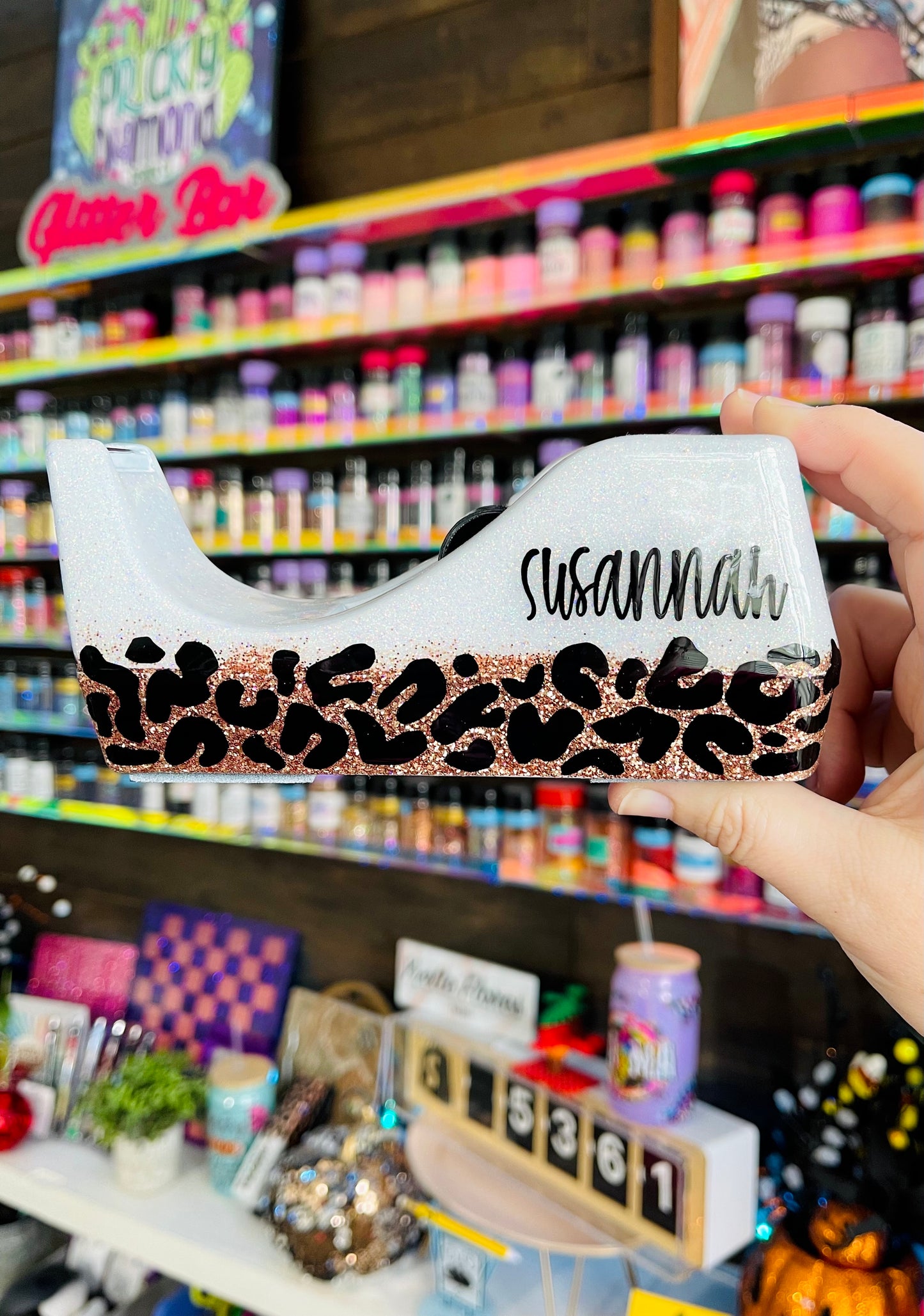 1/2 Leopard Glitter Tape Dispenser