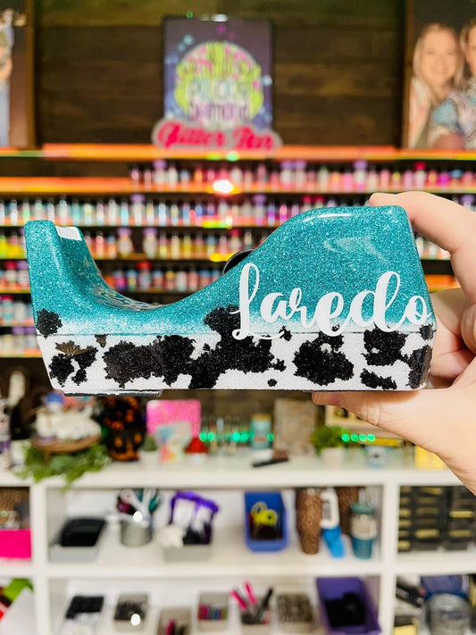 1/2 Cow Print Glitter Tape Dispenser