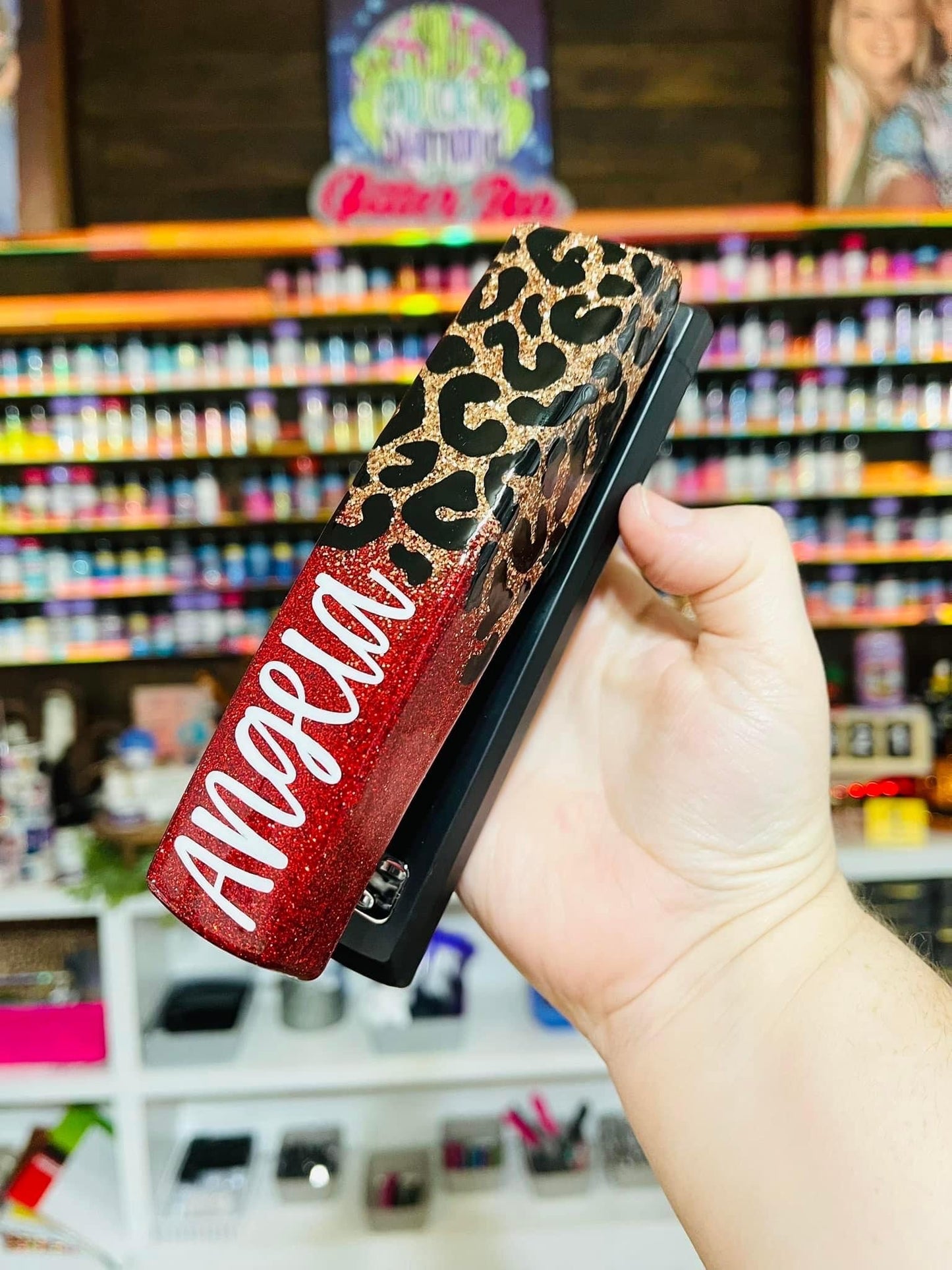 1/2 Leopard Glitter Stapler