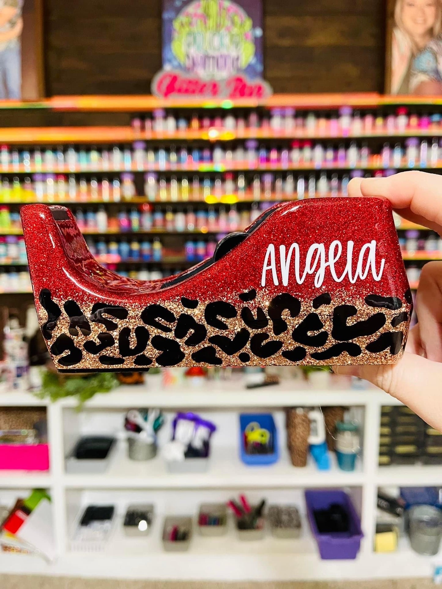1/2 Leopard Glitter Tape Dispenser