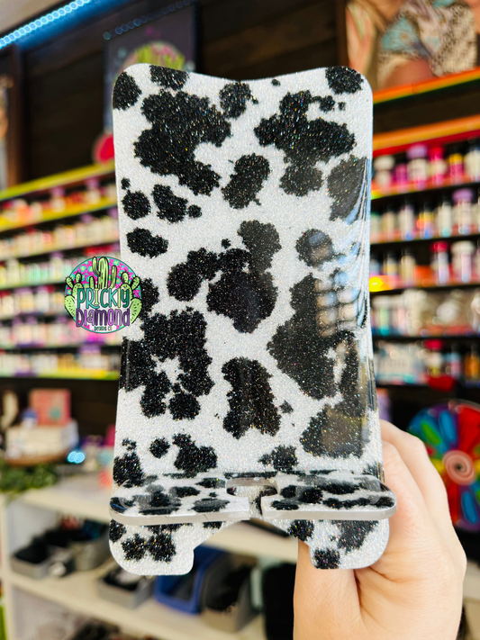 Custom Full Cow Print Glitter Phone Stand
