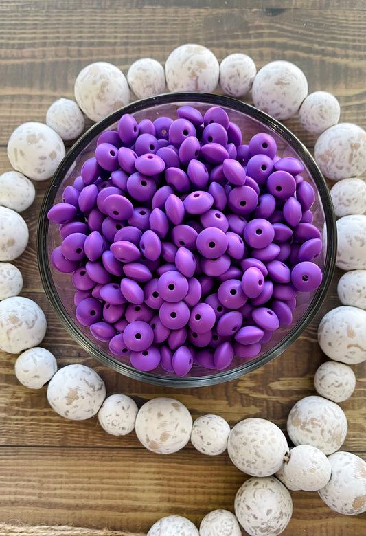 Light Purple Silicone Lentil Beads 12MM (10 pc)