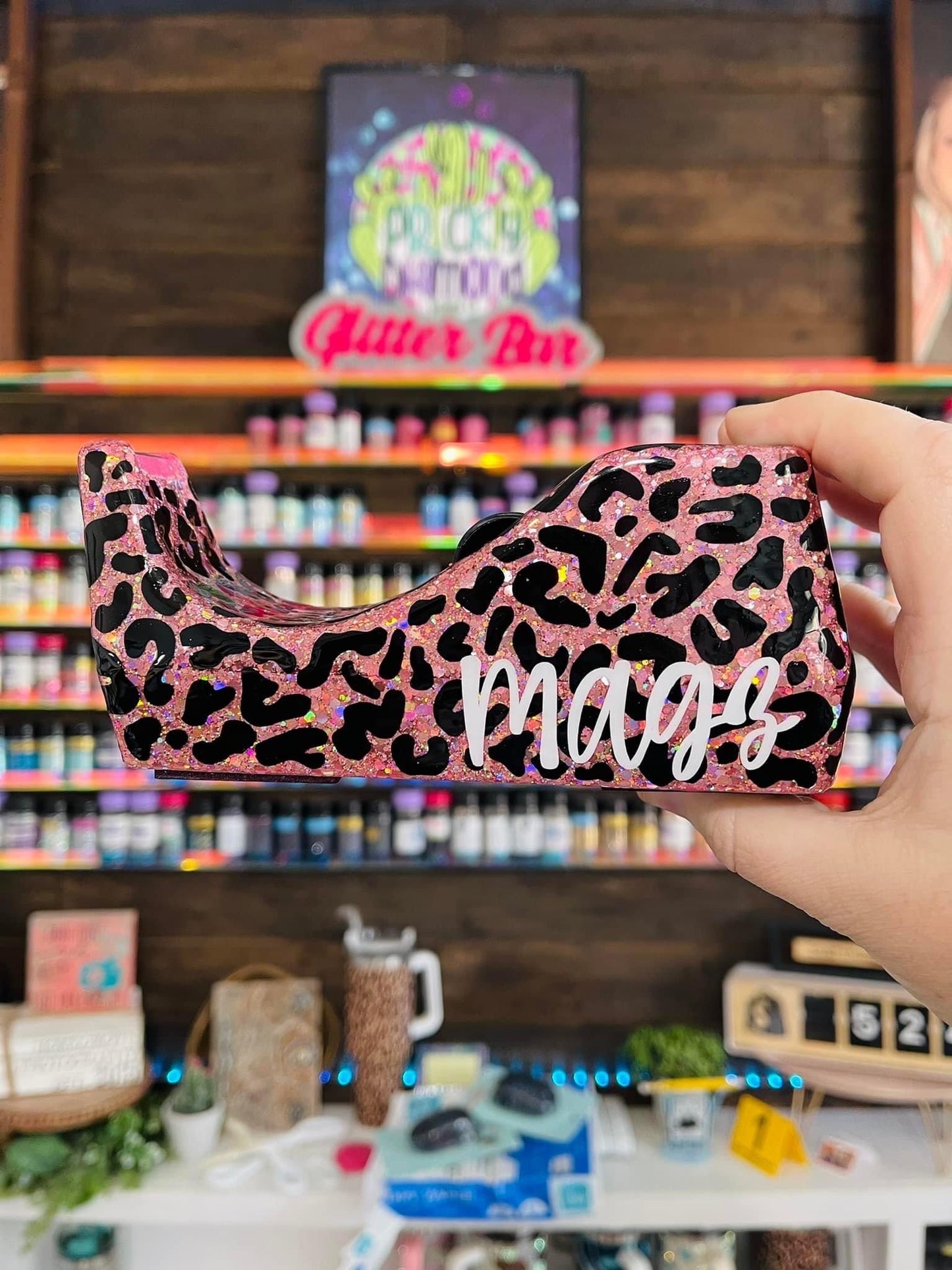 Full Leopard Glitter Tape Dispenser