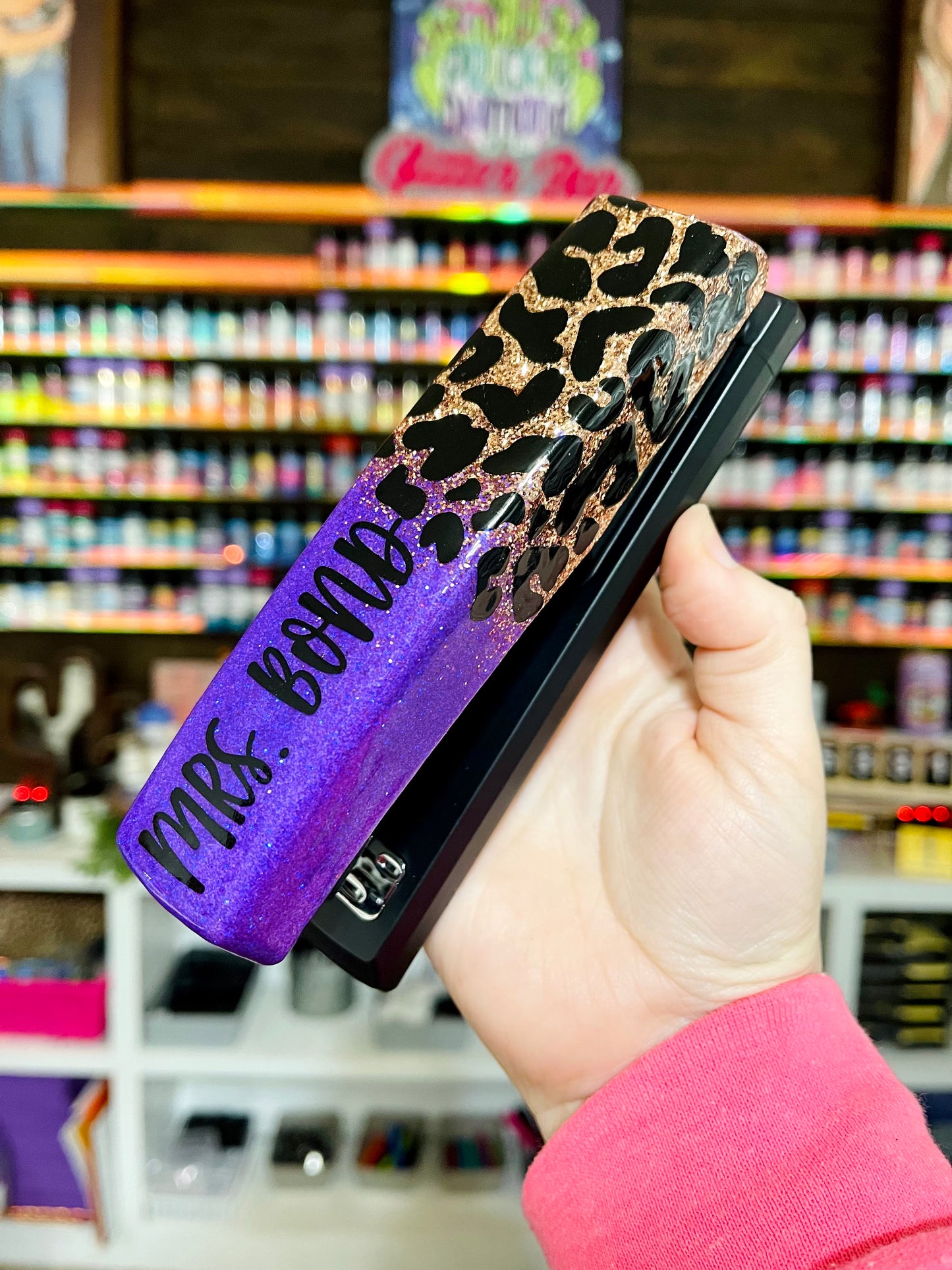 1/2 Leopard Glitter Stapler