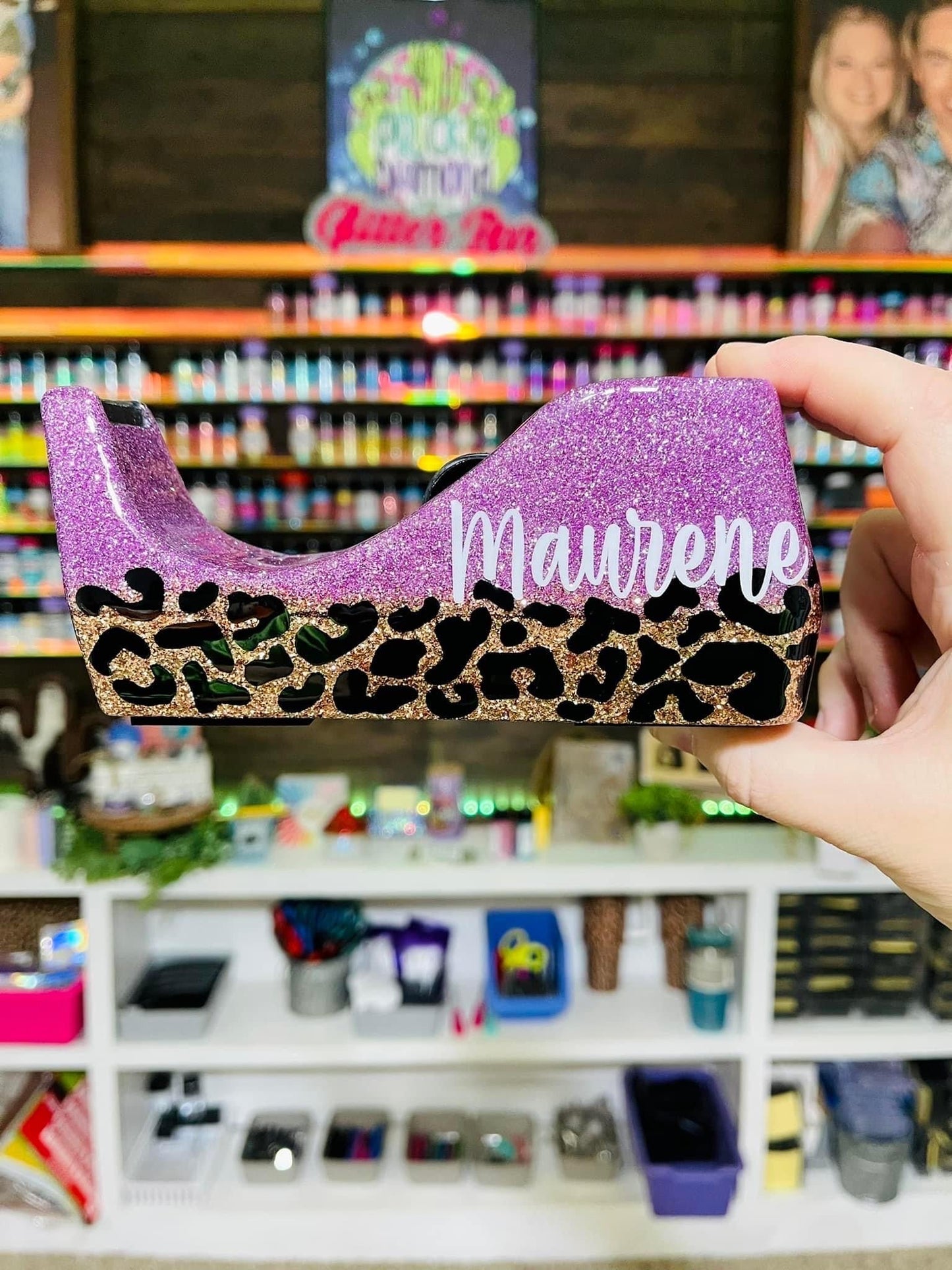 1/2 Leopard Glitter Tape Dispenser