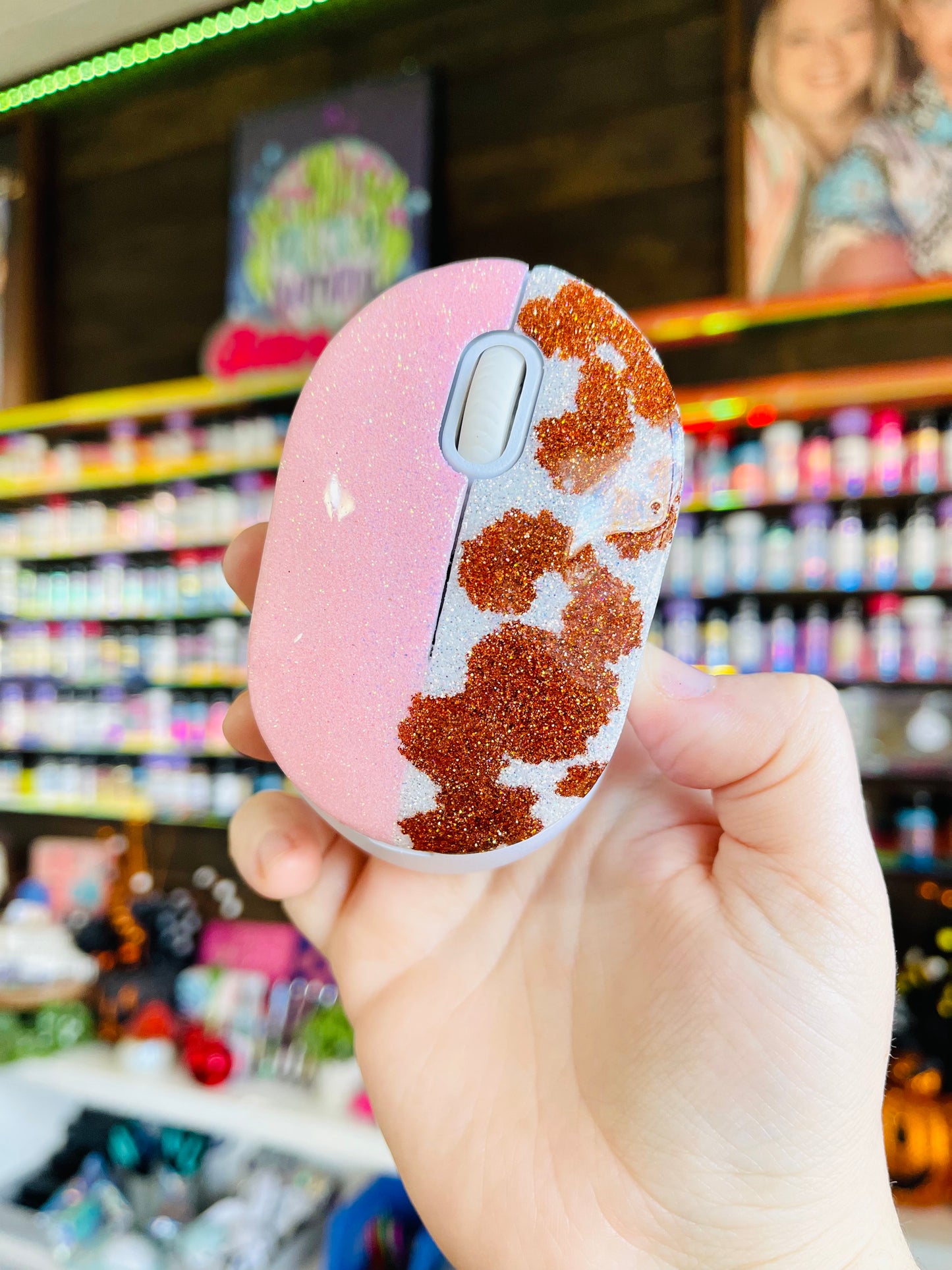 1/2 Cow Print Wireless Computer Mouse