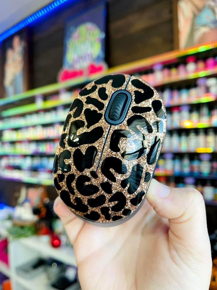 Full Leopard Glitter Wireless Computer Mouse