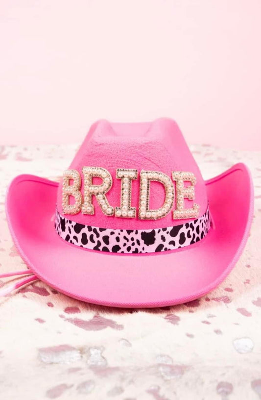 pink bride cowboy hat