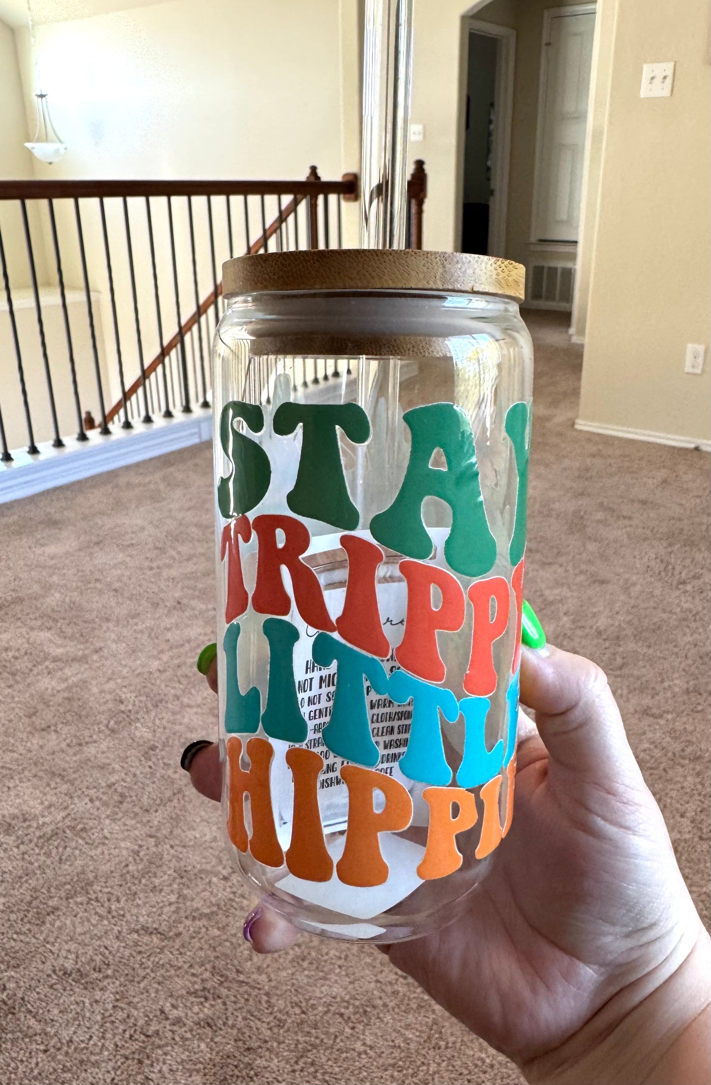 FLAWED stay trippy little hippy coffee glass