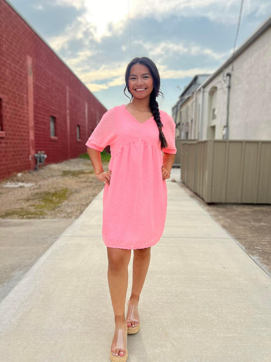 bright pink dress