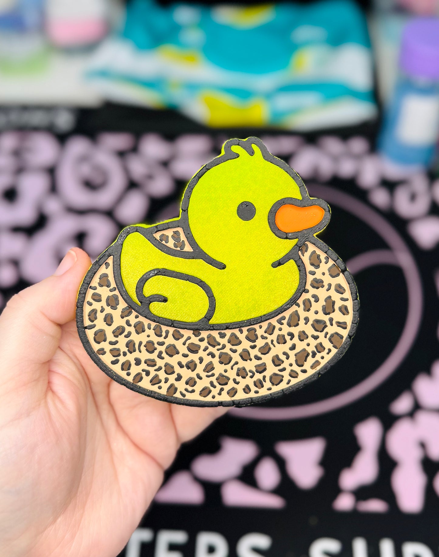 DUCK IN A FLOATIE IN PINK CHIFFON