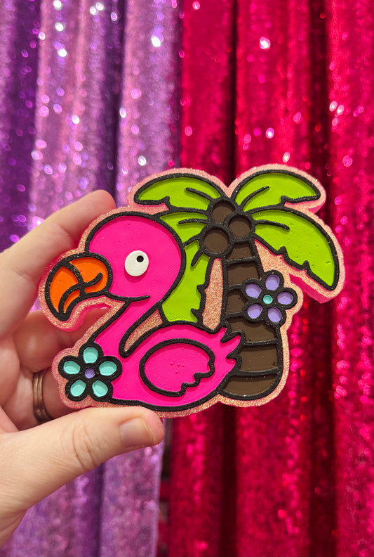 BEACHY FLAMINGO IN VOLCANO