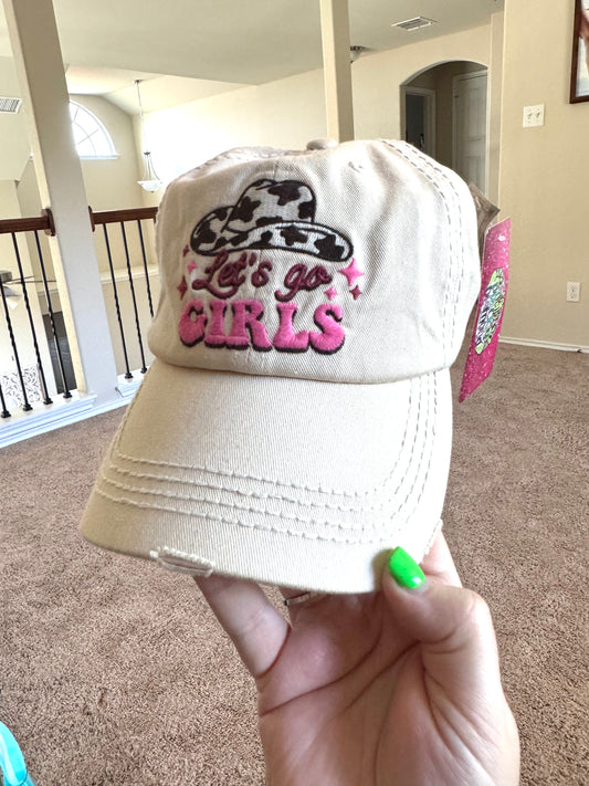 cream let's go girls cap