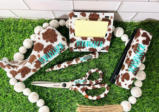 Full Cow Print Glitter Office Supply Set