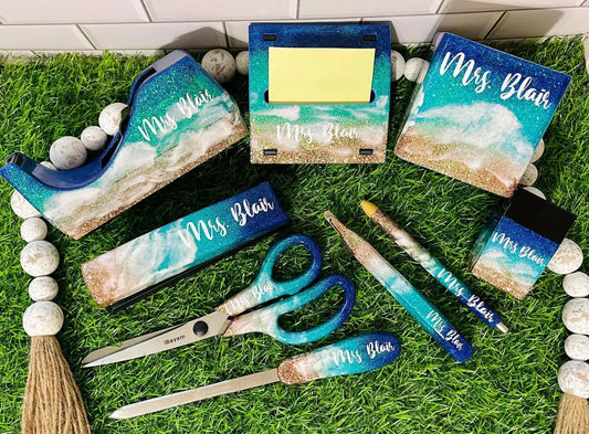 Beach Themed Glitter Office Supply Set